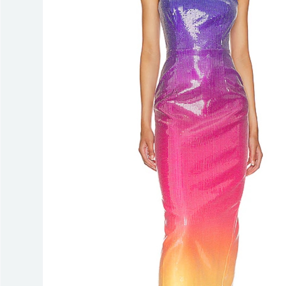 Strapless Ombre Sunset Sequin Dress - Purple Pink Orange Gradient